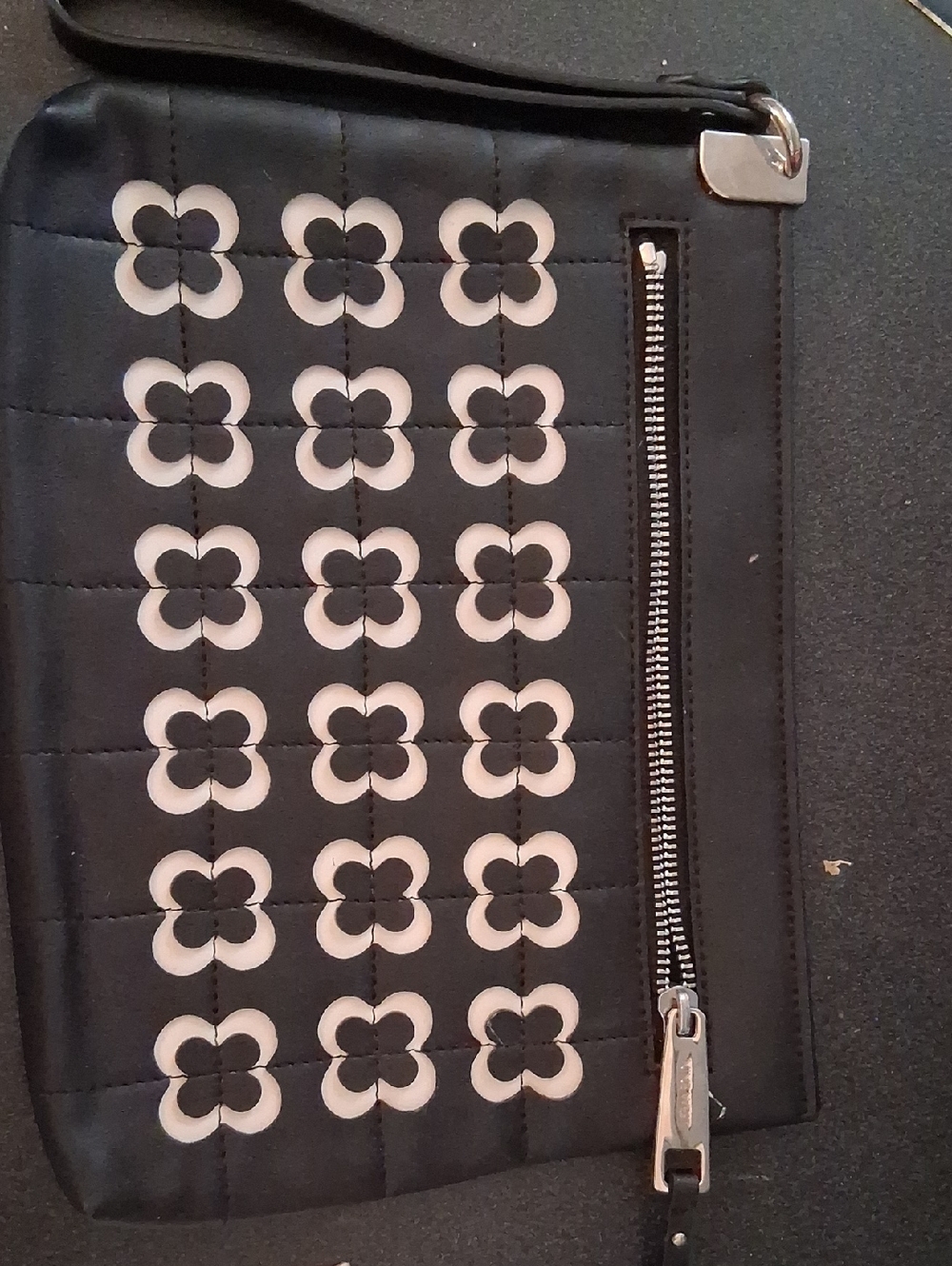 Black and White Punch Out Clutch Wristlet Nine West Candis Laser Cut Bag